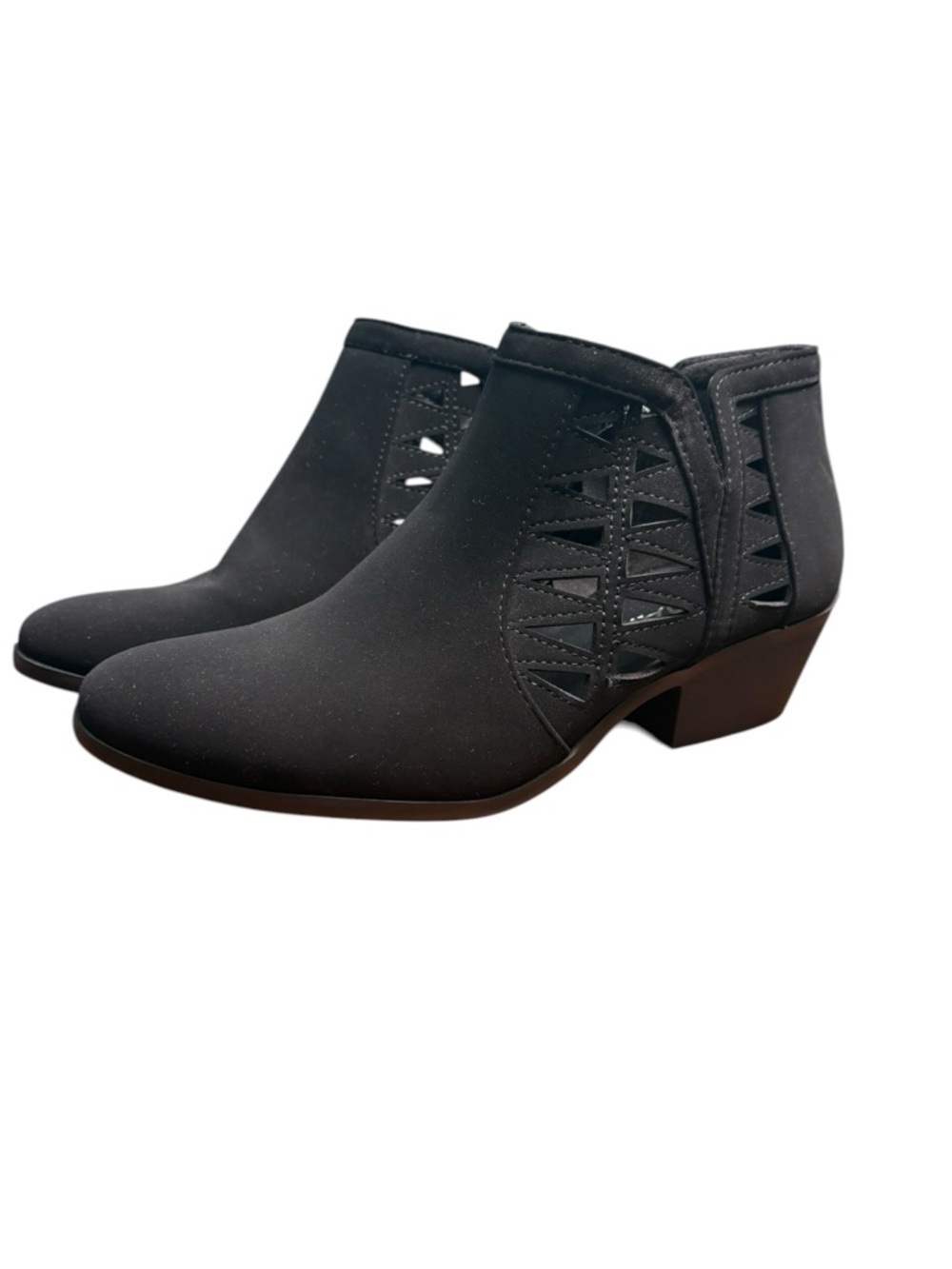 SODA Black Cutout Ankle Booties Low Heel Western Style Size Sz 7
